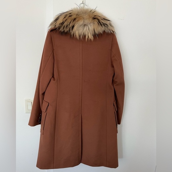 RARE Max Mara Virgin wool fur collar brown coat - Picture 2 of 7